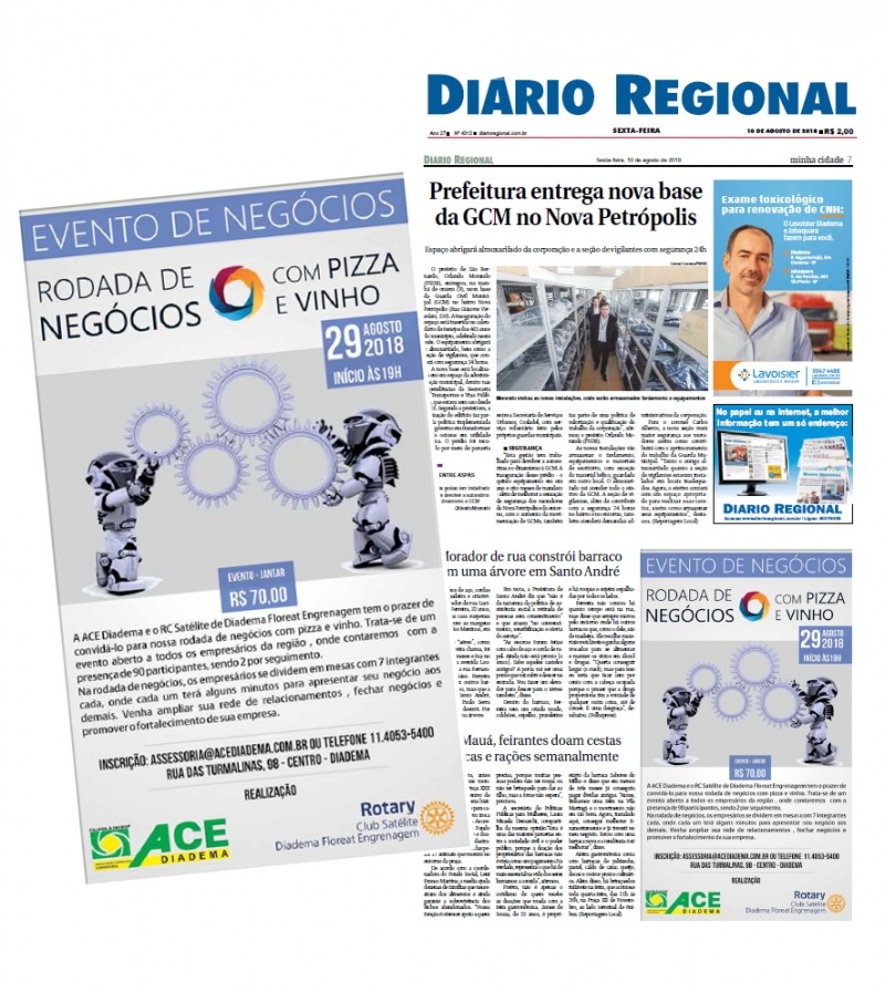 Anúncio para o Jornal – Diário Regional – Rodada de Negócios